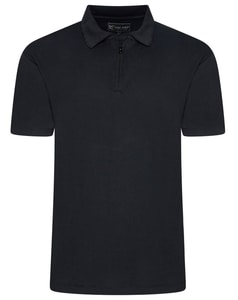 KAM 1/4 Zip Up Strukturiertes Polohemd Schwarz